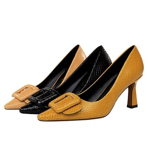 1878-8 European and American professional OL serpentine sexy high-heeled shoes lighter pointed single shoe buckle shoes 