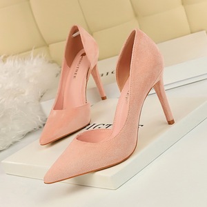 188-3 han edition high fashion contracted with suede shallow mouth pointed sexy thin side hollow out single women high h