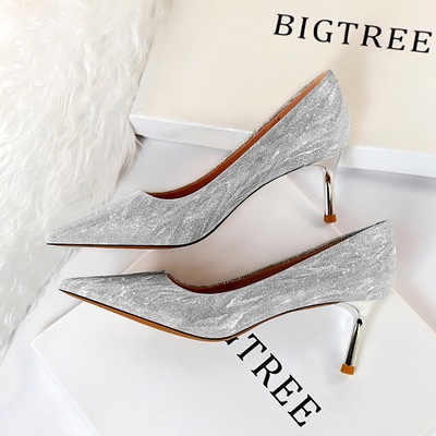 825-B12 euramerican fashion wedding shoes with high heels for women&apos;s shoes metal high heel with shallow mouth po