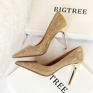 825-12 European and American wind fashion show thin nightclub high-heeled shoes high heel with shallow pointed mouth shi