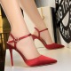 86-2 the European and American wind contracted fine women's shoes with high heels satin shallow mouth pointed sexy nightclub show thin one word with sandals