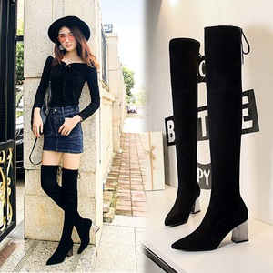 336-13 European and American wind their female boots thick with sexy high-heeled tines show thin nightclub pedicure knee