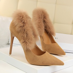 9511-5 han edition maomao high heels for women’s shoes with suede shallow mouth pointed sexy nightclub show thin maomao