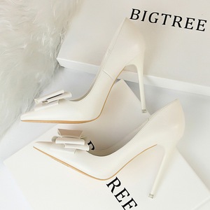 9511-18 han edition fashion high-heeled shoes high heel with delicate sweet mouth thin shallow pointed bow single shoes