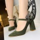 828-5 European and American fashion elegant dinner with suede shoes thick with high light pointed mouth rabbit hair one word with single shoes