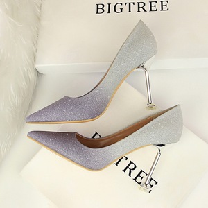 1716-9 han edition style high heel with shallow mouth pointed spell color bright color gradient sexy show thin women&apo