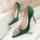 516-5 han edition diamond shoes high heel with sexy thin shallow pointed mouth shining diamond buckle shoes