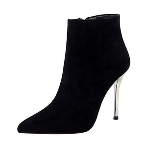 8663-1 the European and American wind winter fashion contracted with ultra fine with suede pointed sexy nightclub show t