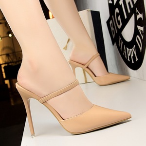 86-7 han edition fashion contracted with patent leather high heel shallow mouth pointed sexy show thin baotou word and w