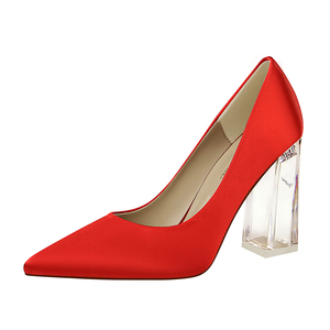 2993-1 han edition fashion with satin transparent crystal with high light mouth pointed sexy heels wedding shoes women&a