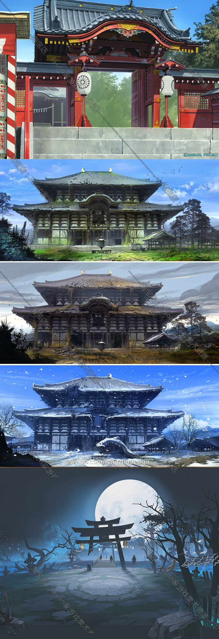 日式cg场景背景建筑风景室内室外动画漫画素材 游戏美术原画参考