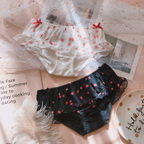 Sweet Beauty Day Ensemble Teenage Girl Pants Lady Cotton Medium Waist Shorts Strawberry Bow Tie Flying Side Cute Fat Sub-Triangle Pants