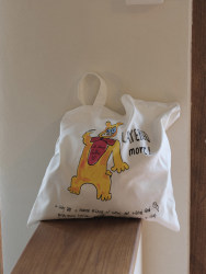 Youngforever bear canvas bag Korean coffee shop same style peripheral environmental protection bag pure cotton ins bag