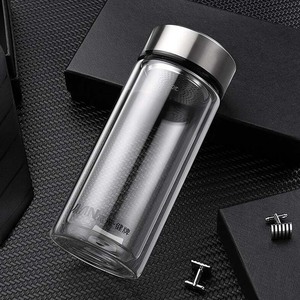 富光玻璃杯双层带把大容量水杯便携家用男过滤泡茶杯带盖随手杯子