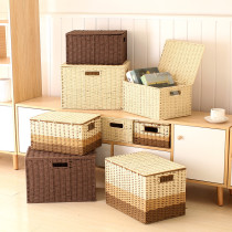 Pastoral paper rattan storage box Storage box with lid storage basket Desktop storage sundries finishing box Underwear snack basket