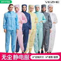 Anti-static hooded split dust-proof clothing blue white workshop dust-free work clothing painted food protective clothing for men and women