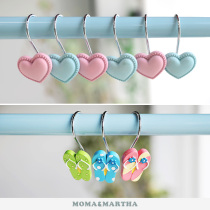 M Merma Cartoon Bath Curtain Hook Bath Curtain Ring Summer Beach Stainless Steel Bath Curtain Hook Bath Curtain Accessories Herringbone