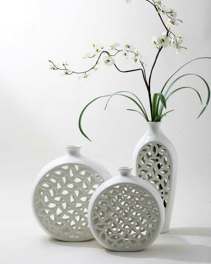 现代新中式镂空装饰花瓶 餐桌花器摆件 样板房茶几电视柜饰品