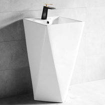 Creative personality ceramic column basin floor standing integrated washbasin bathroom washbasin vertical balcony sink large