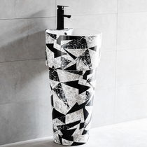 Creative personality column basin bathroom ceramic vertical art washbasin integrated floor-to-ceiling small washbasin balcony