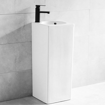 Square ceramic small column basin integrated washbasin balcony sink bathroom vertical hand wash tray art washbasin