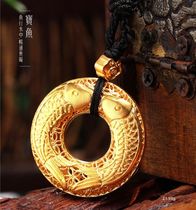Everyones ancient method Jinbao fish pendant fillet process hollow pendant safety buckle gold pendant gold 999
