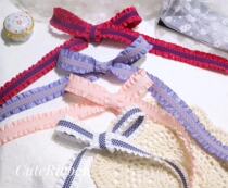 Japanese imported wooden ear 22mm wide exquisite double-sided handmade bow ribbon accessories material hair accessories