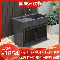 Outdoor marble laundry pool balcony home courtyard pool basin integrated outdoor stone laundry table with washboard