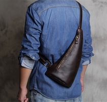 Handmade leather goods version drawing triangle waist bag chest bag mens messenger bag version drawing paper grid out of line BF-76