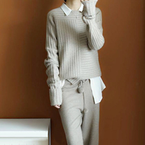 Anti-season clearance autumn and winter New cashmere sweater womens round neck thick asymmetric design lazy style knitted base shirt