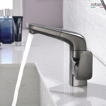 robern gun grey full copper pull-out face basin tap hot and cold washbasin washbasin washing head table head rotation