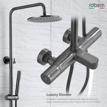 robern gun grey full copper thermostatic shower set with clear shower nozzle intelligent temperature-controlled bathtub tap