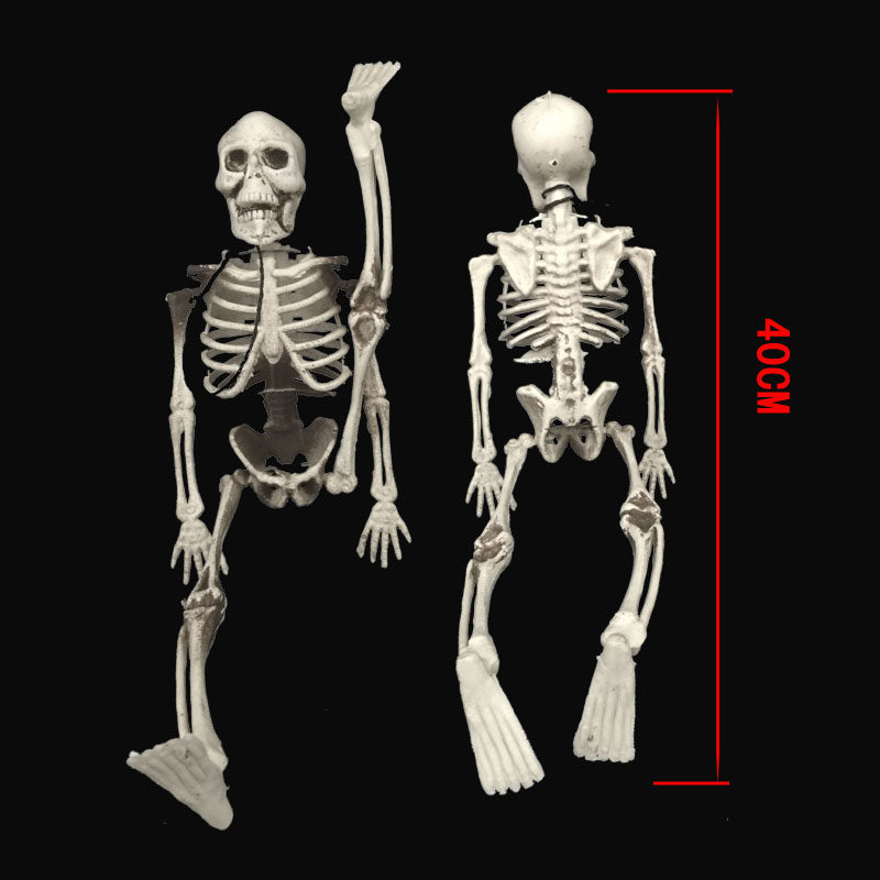 万圣节装饰用品鬼屋密室电影布景道具40cm迷你小骷髅骨架儿童玩具