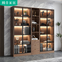 Living room bookcase with glass door Home bookcase integrated whole wall minimalist modern floor placing lockers display case