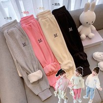Next music girl with velvet casual pants autumn winter outfit 2021 new little girl foreign air guard pants children pants