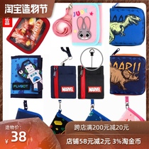 Student wallet Korea winghouse spiderman boy short 2 fold wallet childrens lanyard coin purse