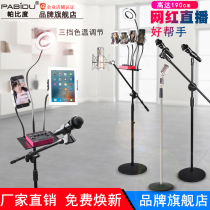 All-metal vertical weighted disc microphone stand stage floor-standing mobile phone microphone stand wheat frame Pabido