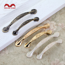 1018 European court real gold ivory white hand antique pull hand antique pull Drawer Wardrobe cabinet door handle Lucia