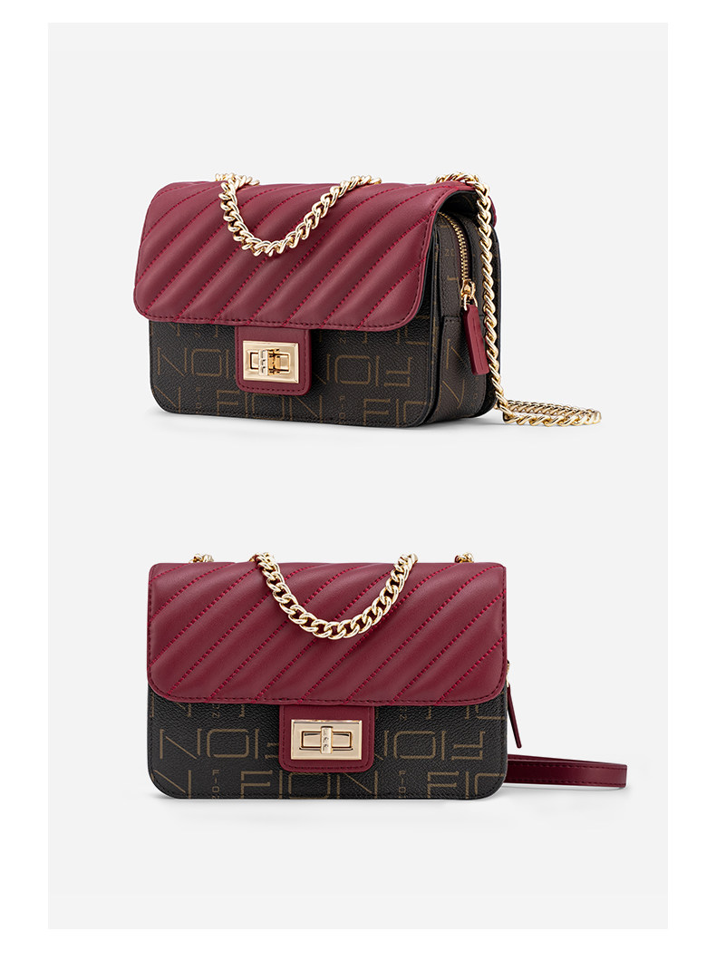 fion/菲安妮斜挎小包女上新小包包 2019新款链条单肩包豆腐小方包