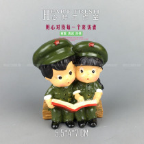 RW232 sand tray simulation figure model Cultural Revolution male girl pure and close friend reading study scene resin pendulum piece