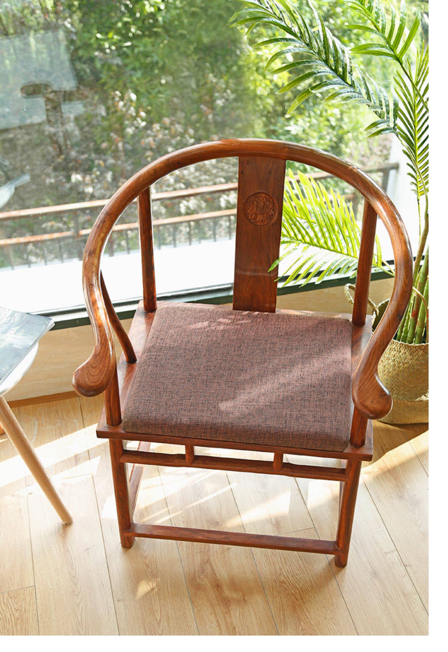 红木餐桌茶桌椅子坐垫中式实木亚麻棉麻记忆棉40x50cm家用椅垫