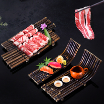 Creative hot pot bamboo row Upper dish cutlery Purple Bamboo Boat Sushi Table Elbows elbow Bamboo Pork Roast Bamboo Pan Tea Toasting