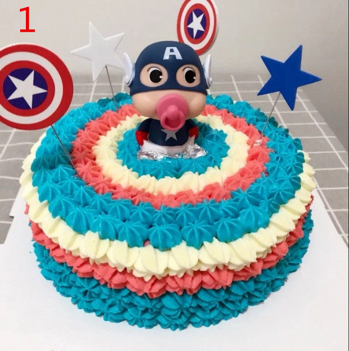 宝宝蛋糕上海 单层美国队长盾牌生日蛋糕 复仇者联盟周岁儿童蛋糕