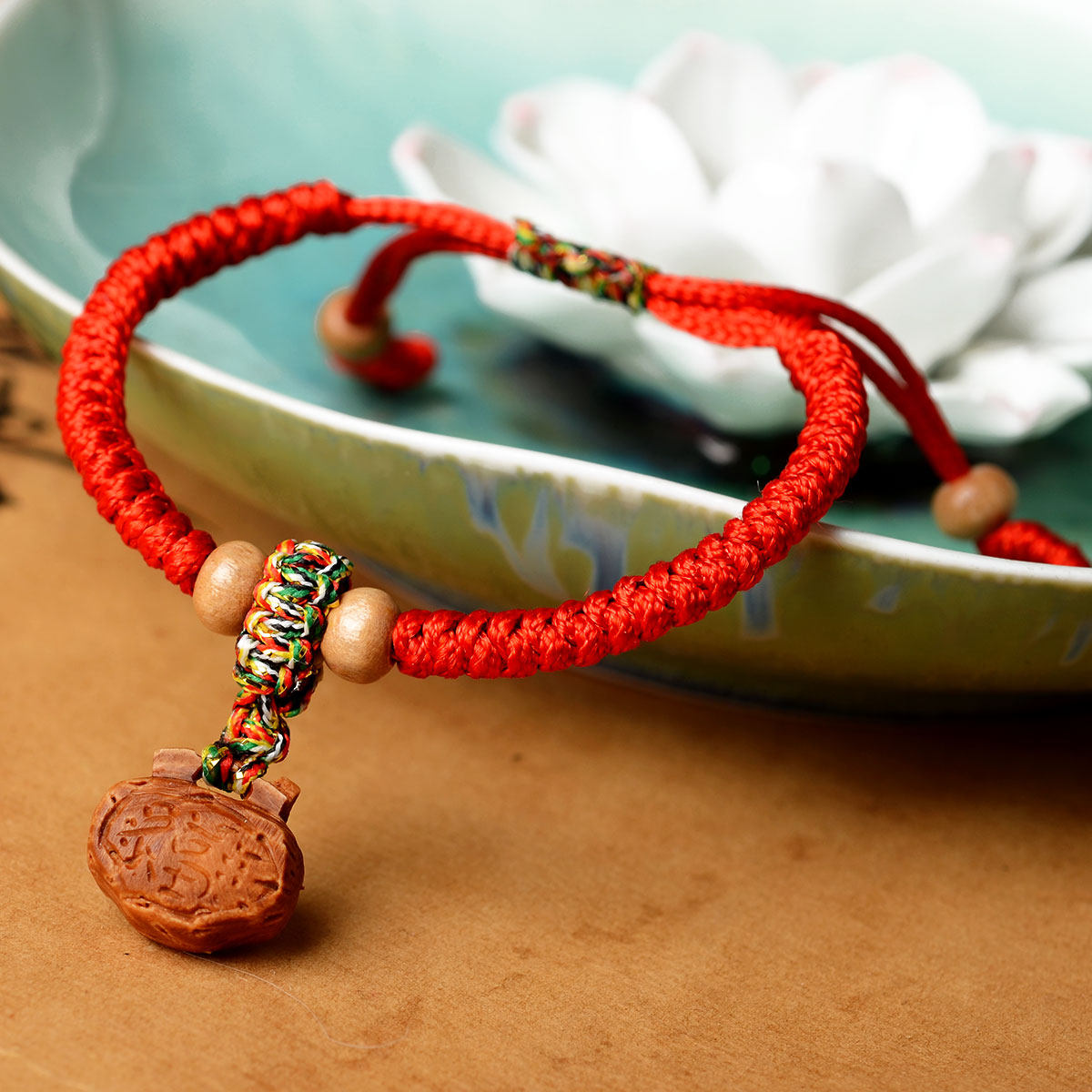 送福阁 本命年红绳 桃核桃木手链宝宝儿童婴儿成年人红绳手串