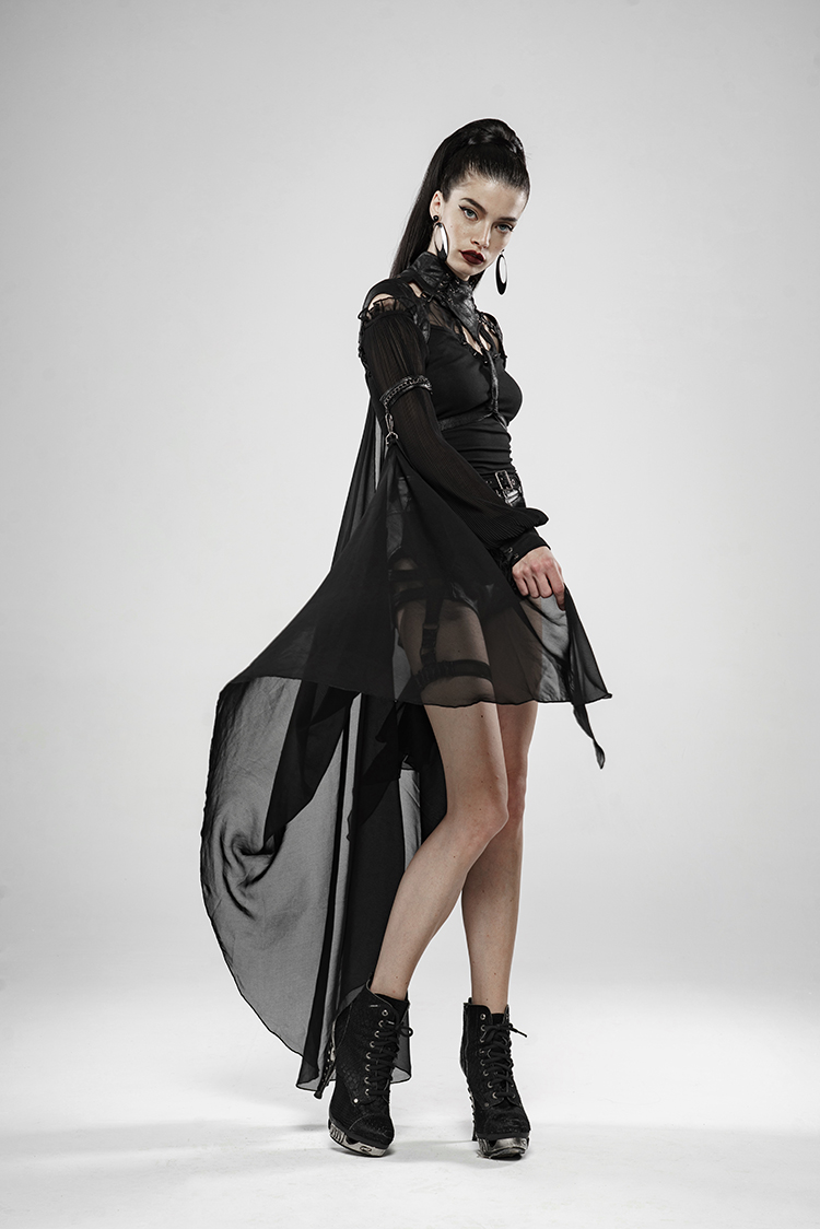 punkrave朋克状态女装配饰品暗夜骑士重金属蝙蝠雪纺飘逸斗篷