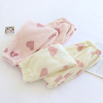 Autumn and winter flannel love womens pajama pants thickened warm closing beam pants coral fleece home pants warm pants