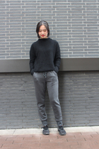 Whisper moss * Dark gray fleece thread mouth small foot warm pants * Ling original production *201801033