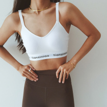 European and American sports lingerie women shockproof running fitness yoga gather without steel ring harness merry-back letter minimalist bra