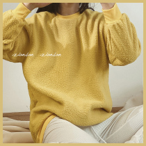 Virtuous triple imitation lamb fur round collar sweatshirt parent sleeve autummy winter home clothing headsets warm outwear