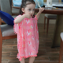 Korean ins children's sun protection clothes girls' thin breathable children's skin clothes baby sun protection clothes baby ice silk summer